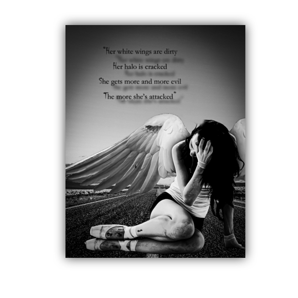 Fallen Angel Quotes Art Print Black and white Vintage - Picture 1 of 1